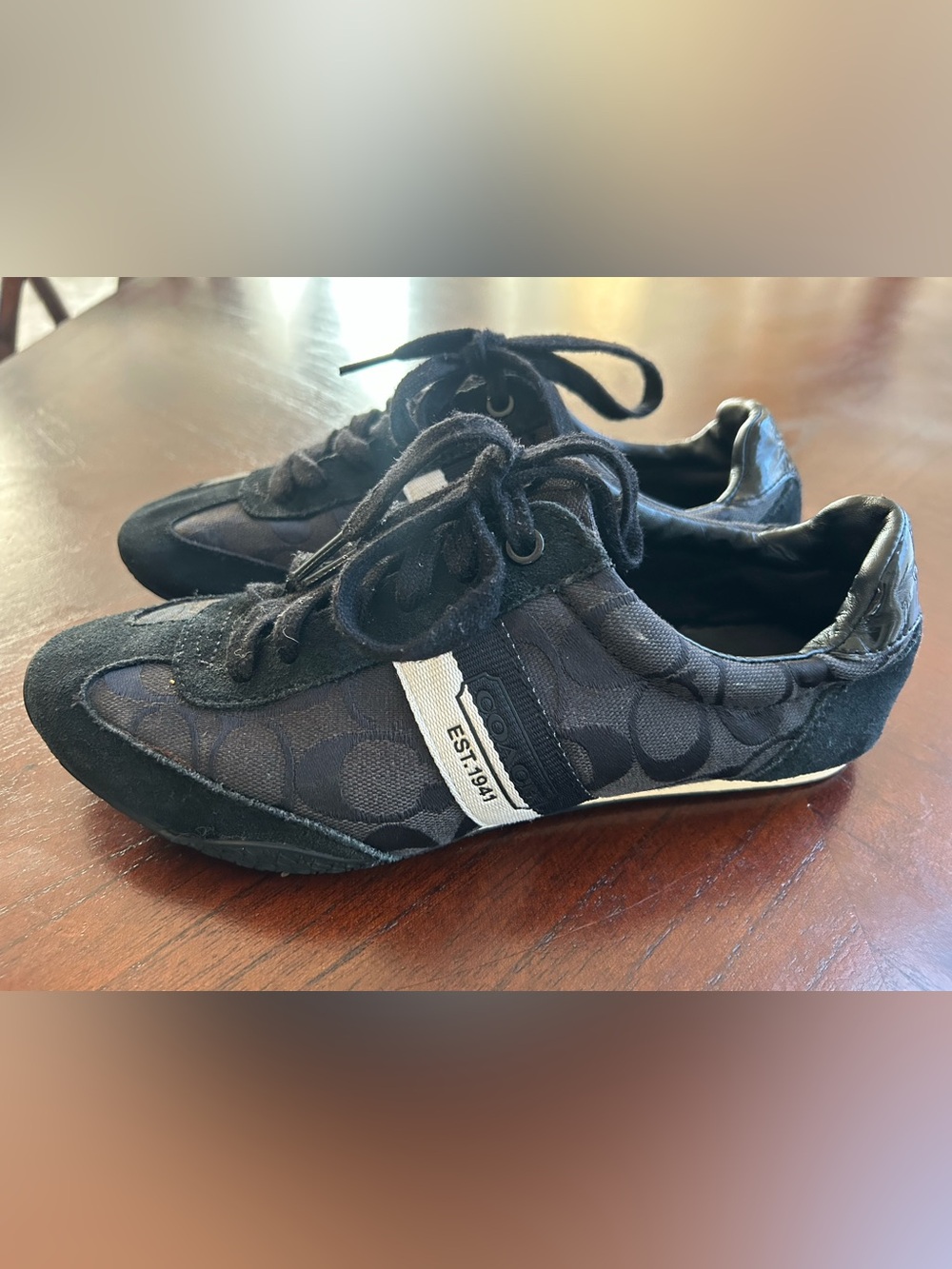 Coach Black and White Signature Stripe Men's Sneakers size 8.5